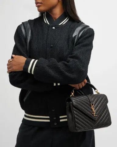 Saint Laurent College Medium Flap YSL Shoulder Bag in Quilted Leather | Thumbnail 4 Saint Laurent College Medium Flap YSL Shoulder Bag in Quilted Leather | Thumbnail 4