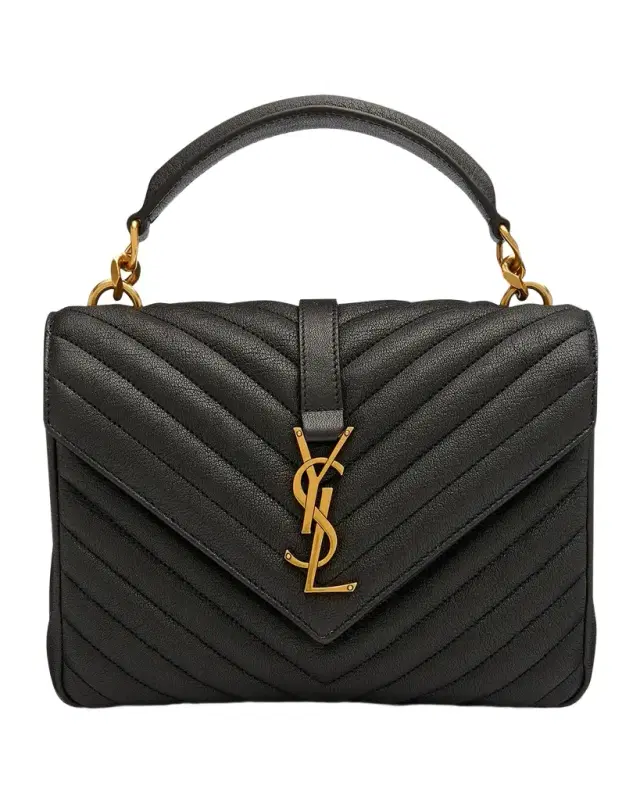 Saint Laurent College Medium Flap YSL Shoulder Bag in Quilted Leather