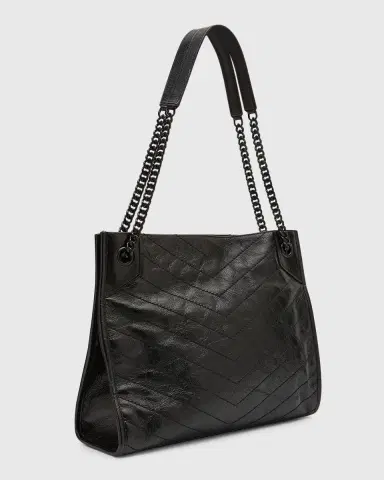Saint Laurent Niki Medium YSL Shopper Tote Bag in Crinkled Leather | Thumbnail 6