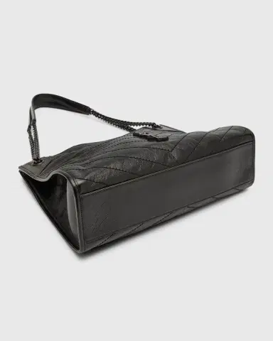 Saint Laurent Niki Medium YSL Shopper Tote Bag in Crinkled Leather | Thumbnail 9