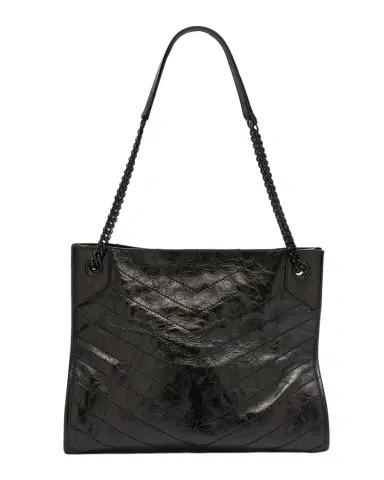 Saint Laurent Niki Medium YSL Shopper Tote Bag in Crinkled Leather | Thumbnail 1