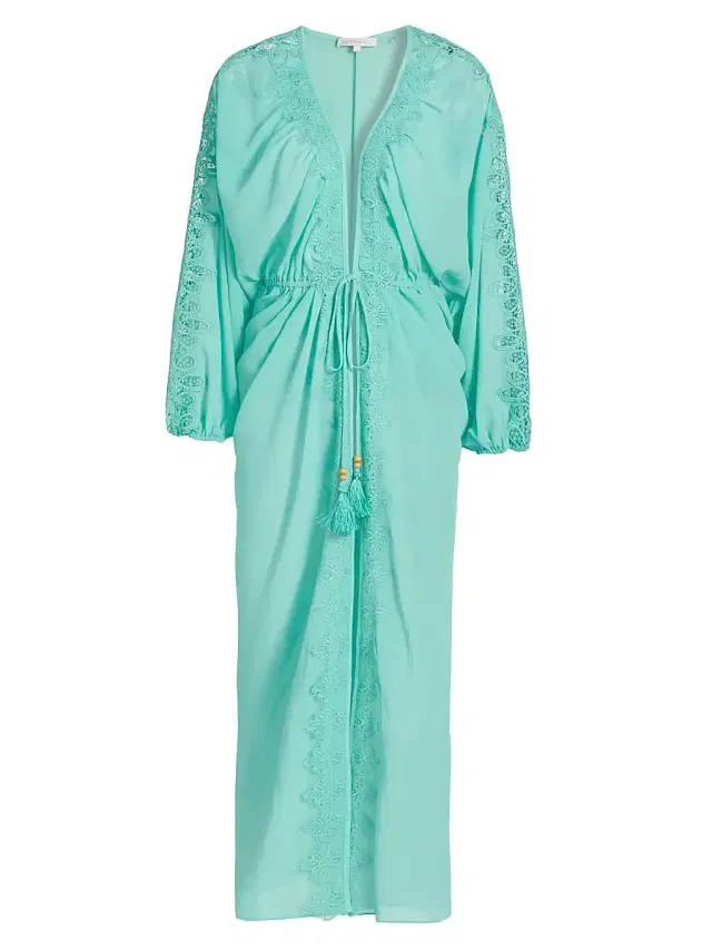 Ramy Brook Women's Bernice Lace-Trim V-Neck Maxi Dress - Seaglass