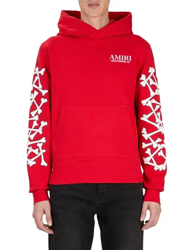 AMIRI Men's Bones Stacked Hoodie - Red - Size Small | Thumbnail 1 AMIRI Men's Bones Stacked Hoodie - Red - Size Small | Thumbnail 1
