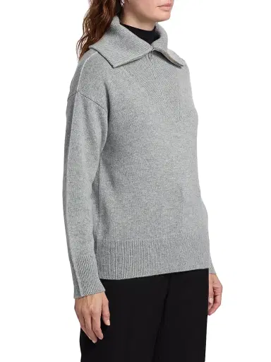 Saks Fifth Avenue Women's Cashmere Extended Polo Collar Sweater - Flannel - Size XL | Thumbnail 4 Saks Fifth Avenue Women's Cashmere Extended Polo Collar Sweater - Flannel - Size XL | Thumbnail 4