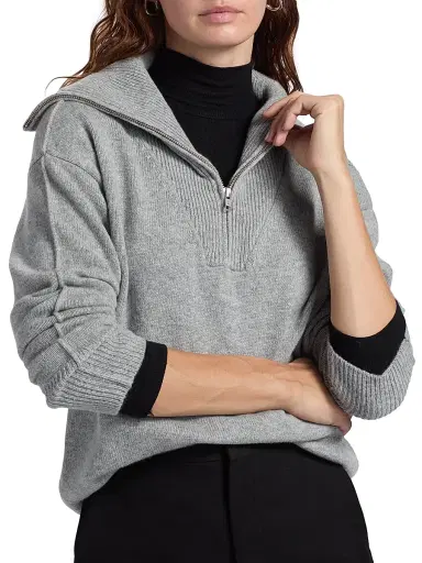 Saks Fifth Avenue Women's Cashmere Extended Polo Collar Sweater - Flannel - Size XL | Thumbnail 6 Saks Fifth Avenue Women's Cashmere Extended Polo Collar Sweater - Flannel - Size XL | Thumbnail 6