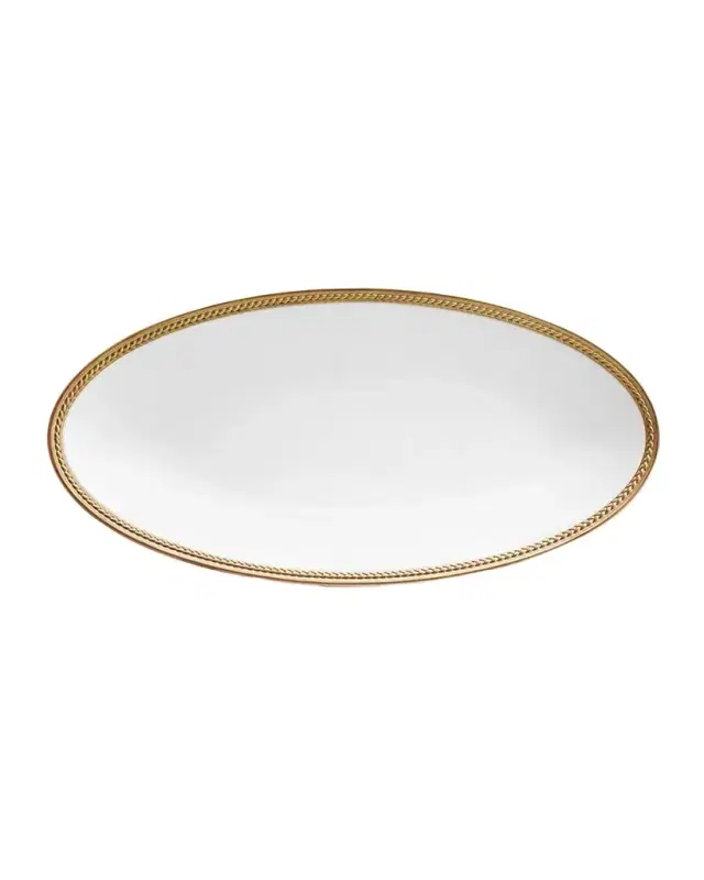 L 'Objet Soie Tressee 24K Gold-Plated Oval Platter, 14"