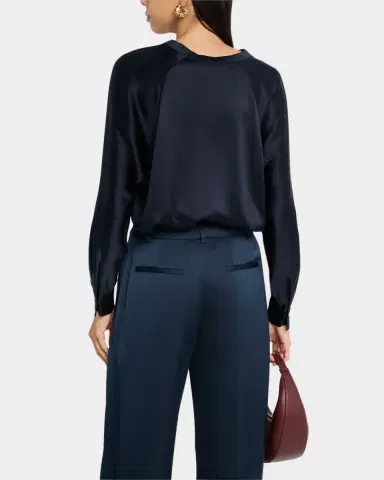 Vince Silk Band-Collar Blouse | Thumbnail 3
