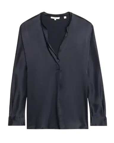 Vince Silk Band-Collar Blouse | Thumbnail 1
