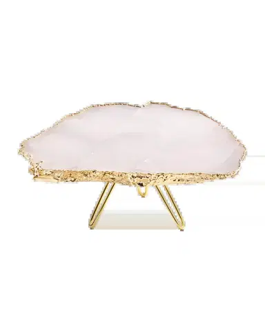 Anna New York Torta Rose Quartz Cake Stand, Gold | Thumbnail 2 Anna New York Torta Rose Quartz Cake Stand, Gold | Thumbnail 2