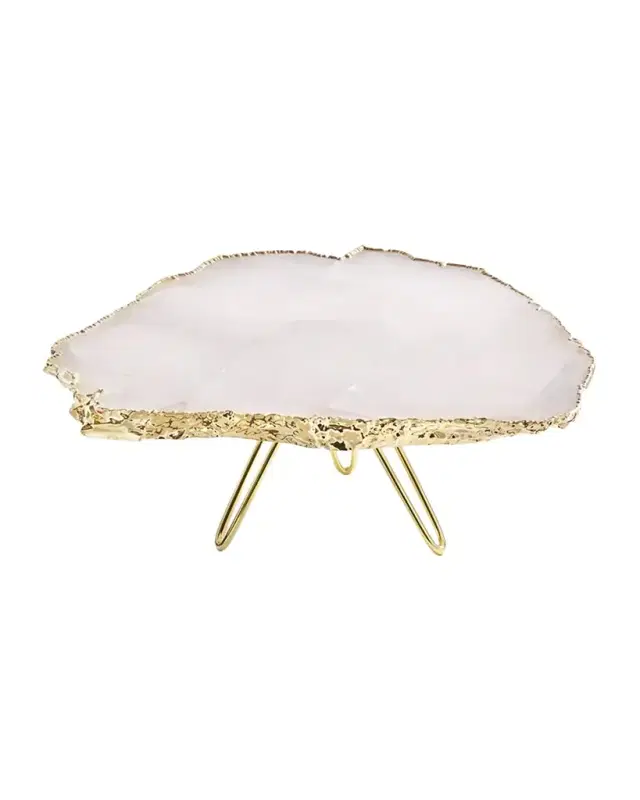 ANNA New York Torta Rose Quartz Cake Stand, Gold