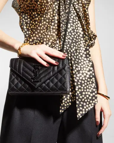 Saint Laurent Envelope Triquilt Small YSL Shoulder Bag in Grained Leather | Thumbnail 2 Saint Laurent Envelope Triquilt Small YSL Shoulder Bag in Grained Leather | Thumbnail 2
