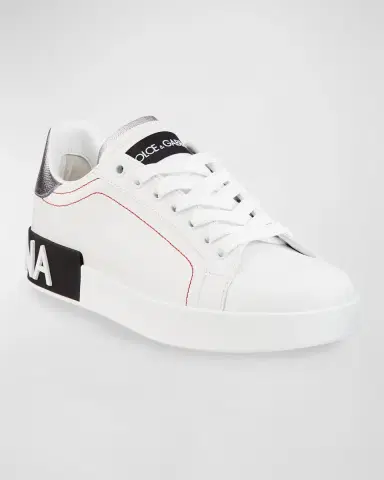 Dolce & Gabbana Leather Logo Low-Top Sneakers | Thumbnail 2 Dolce & Gabbana Leather Logo Low-Top Sneakers | Thumbnail 2