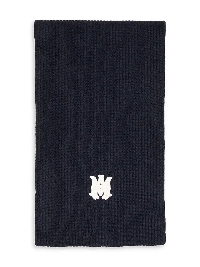Amiri Men's Logo Virgin Wool Scarf - Midnight Blue
