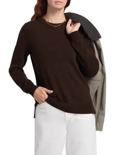 Saks Fifth Avenue Women's Cashmere Crewneck Sweater - Midnight Brown - Size XL | Thumbnail 3 Saks Fifth Avenue Women's Cashmere Crewneck Sweater - Midnight Brown - Size XL | Thumbnail 3