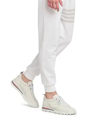 Thom Browne Men's Soft Tech Leather Low-Top Sneakers - White - Size 10.5 | Thumbnail 2