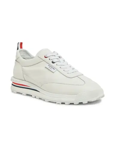 Thom Browne Men's Soft Tech Leather Low-Top Sneakers - White - Size 10.5 | Thumbnail 3