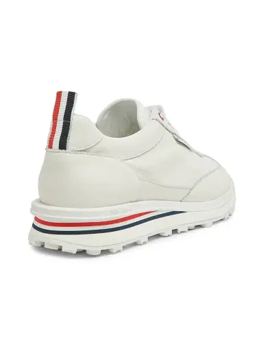 Thom Browne Men's Soft Tech Leather Low-Top Sneakers - White - Size 10.5 | Thumbnail 4