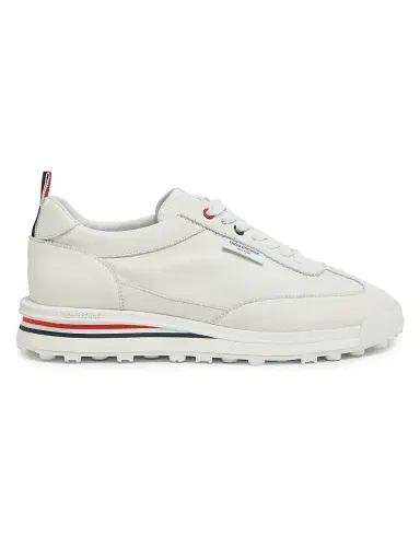 Thom Browne Men's Soft Tech Leather Low-Top Sneakers - White - Size 10.5 | Thumbnail 1