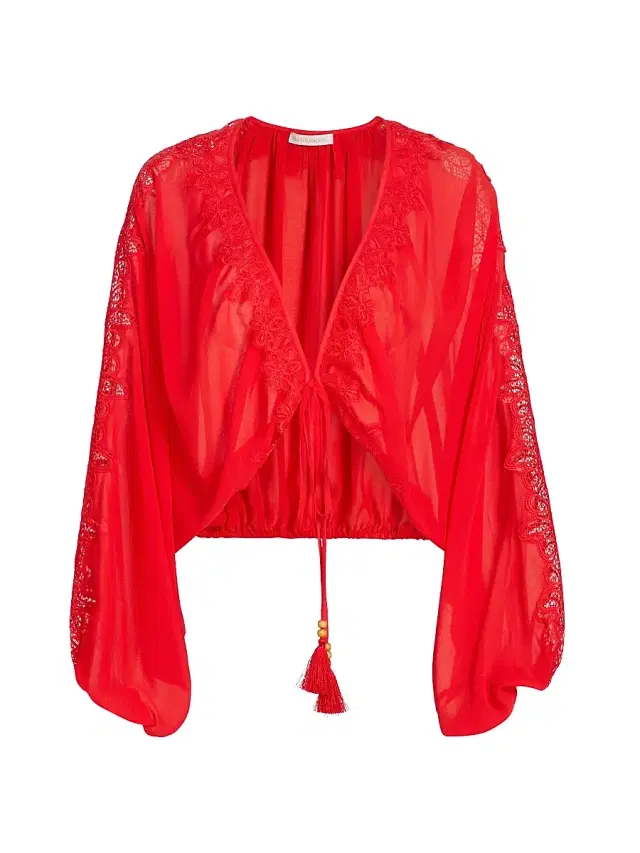 Ramy Brook Women's Angie V-Neck Blouse - Flame