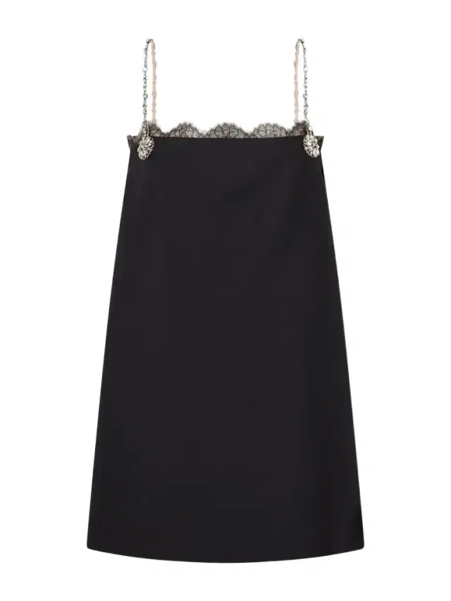 Valentino Garavani Crystal-embellished Lace-trimmed Wool And Silk-blend Crepe Mini Dress