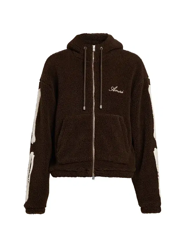 Amiri Men's Bones Cotton Fleece Zip-Up Hoodie - Dark Brown