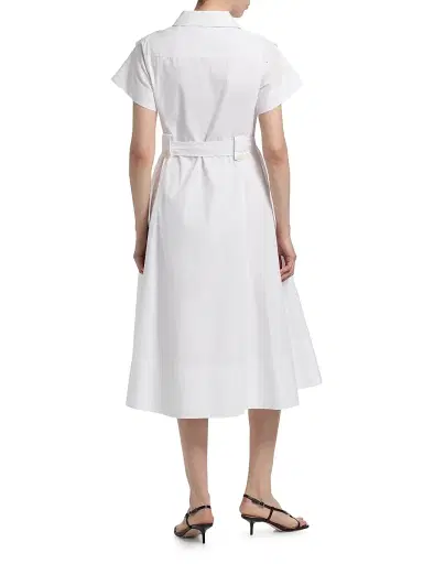 DEREK LAM 10 CROSBY Women's Kayla Belted Cotton Midi-Dress | Thumbnail 5