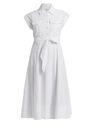 DEREK LAM 10 CROSBY Women's Kayla Belted Cotton Midi-Dress | Thumbnail 1