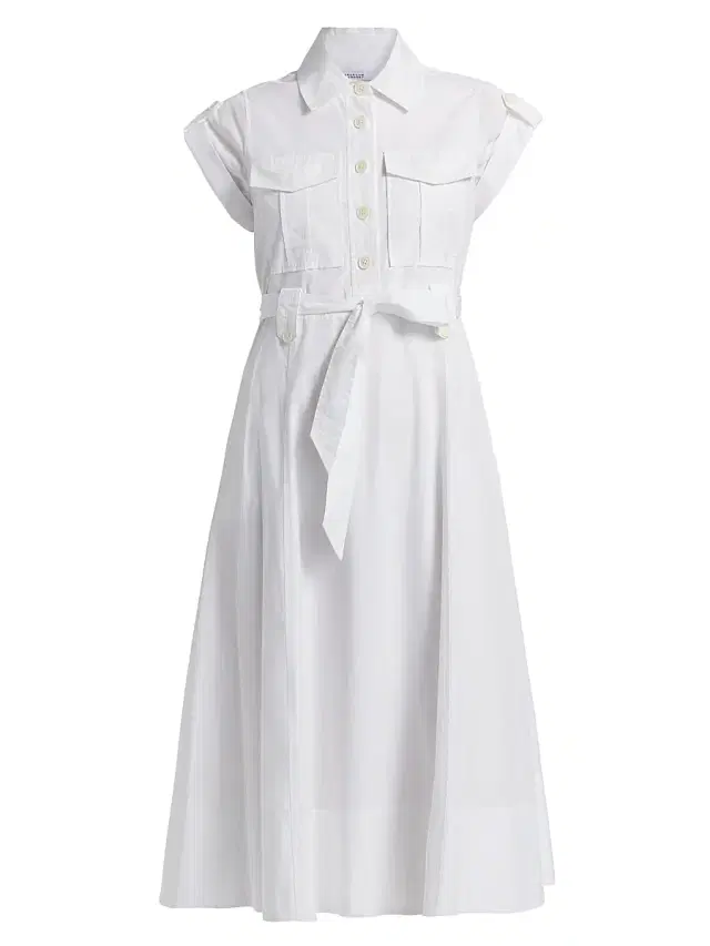 Derek Lam 10 Crosby Women's Kayla Belted Cotton Midi-Dress - White