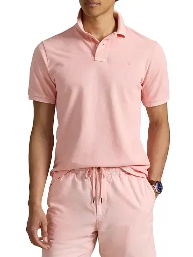 Polo Ralph Lauren Men's Classic-Fit Mineral-Dyed Mesh Polo Shirt - Rose | Thumbnail 3