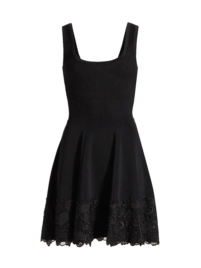 Generation Love Women's Orpheus Lace Combo Rib Mini-Dress - Black