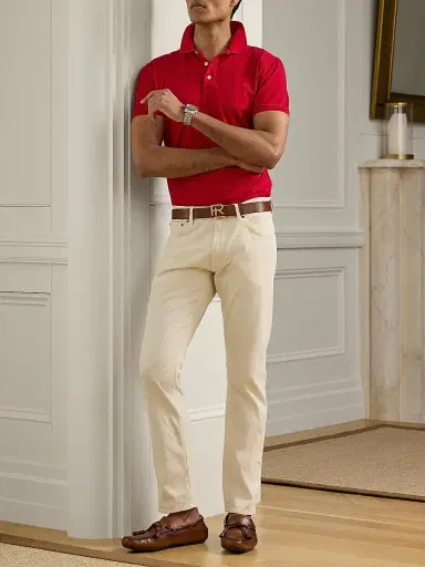 Ralph Lauren Purple Label Men's Sherrington Twil Slim Pants - Light Antique Cream - Size 40 | Thumbnail 7