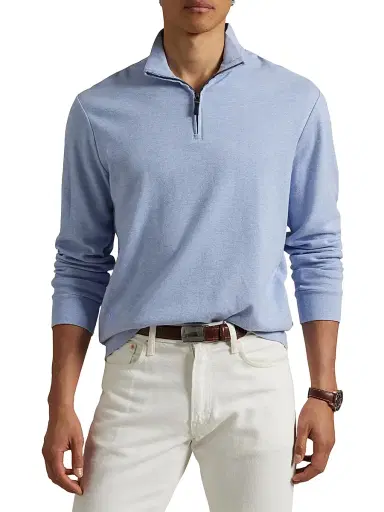 Polo Ralph Lauren Men's Double-Knit Jacquard Quarter-Zip Sweater - Isle Heather Nevis - Size XXL | Thumbnail 3 Polo Ralph Lauren Men's Double-Knit Jacquard Quarter-Zip Sweater - Isle Heather Nevis - Size XXL | Thumbnail 3