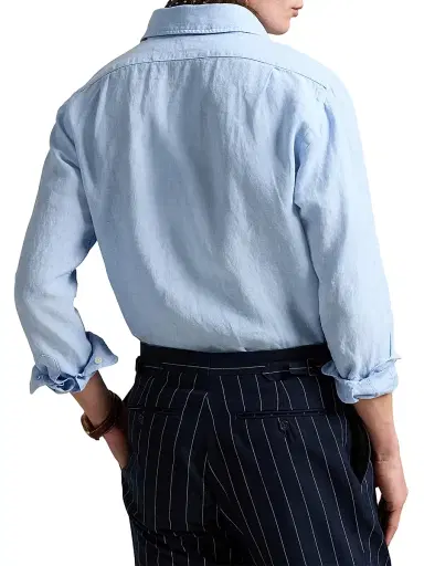 Polo Ralph Lauren Men's Classic-Fit Linen Shirt - Office Blue - Size XL | Thumbnail 4