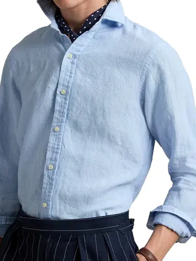 Polo Ralph Lauren Men's Classic-Fit Linen Shirt - Office Blue - Size XL | Thumbnail 5
