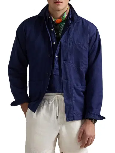 Polo Ralph Lauren Men's Logo-Embroidered Linen-Cotton Overshirt - Newport Navy - Size XL | Thumbnail 3 Polo Ralph Lauren Men's Logo-Embroidered Linen-Cotton Overshirt - Newport Navy - Size XL | Thumbnail 3