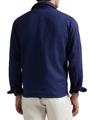 Polo Ralph Lauren Men's Logo-Embroidered Linen-Cotton Overshirt - Newport Navy - Size XL | Thumbnail 4 Polo Ralph Lauren Men's Logo-Embroidered Linen-Cotton Overshirt - Newport Navy - Size XL | Thumbnail 4