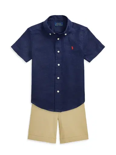 Polo Ralph Lauren Little Boy's & Boy's Linen Short-Sleeve Shirt - Newport Navy - Size 7 | Thumbnail 2