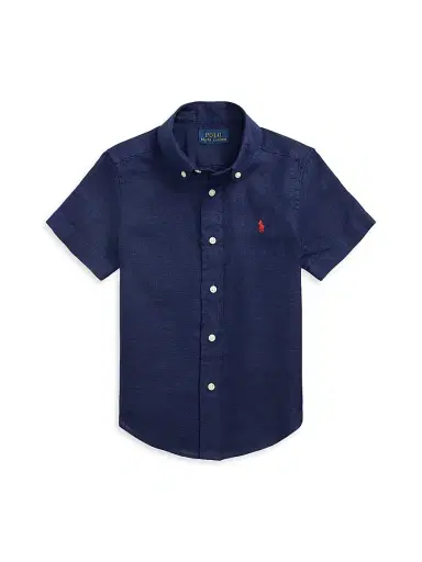 Polo Ralph Lauren Little Boy's & Boy's Linen Short-Sleeve Shirt - Newport Navy - Size 7 | Thumbnail 1