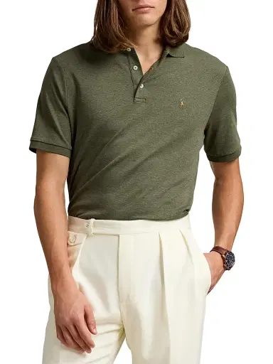 Polo Ralph Lauren Men's Classic-Fit Soft Cotton Polo Shirt - Service Green Heather - Size XXL | Thumbnail 3