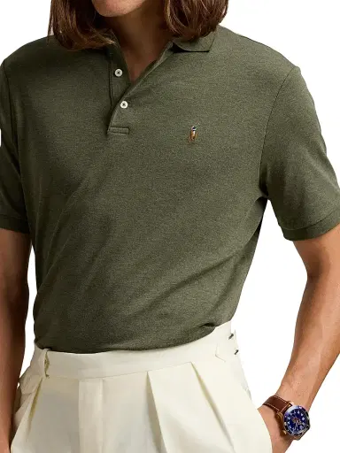 Polo Ralph Lauren Men's Classic-Fit Soft Cotton Polo Shirt - Service Green Heather - Size XXL | Thumbnail 5