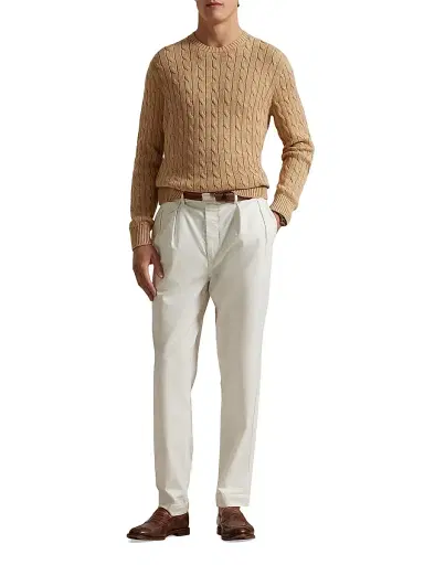 Polo Ralph Lauren Men's Cable-Knit Cotton Crewneck Sweater - Camel Melange - Size XXL | Thumbnail 2 Polo Ralph Lauren Men's Cable-Knit Cotton Crewneck Sweater - Camel Melange - Size XXL | Thumbnail 2