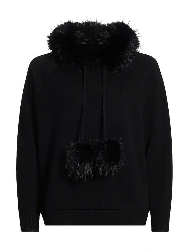 ALICE + OLIVIA Women's Oscar Faux Fur-Trimmed Knit Hoodie - Black