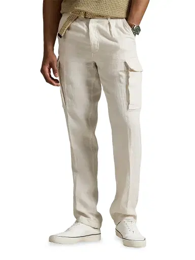 Polo Ralph Lauren Men's Lateef Slim-Tapered-Fit Linen Cargo Pants - Dove Grey - Size 40 | Thumbnail 3
