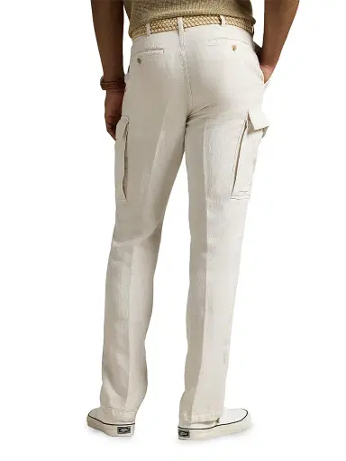 Polo Ralph Lauren Men's Lateef Slim-Tapered-Fit Linen Cargo Pants - Dove Grey - Size 40 | Thumbnail 4