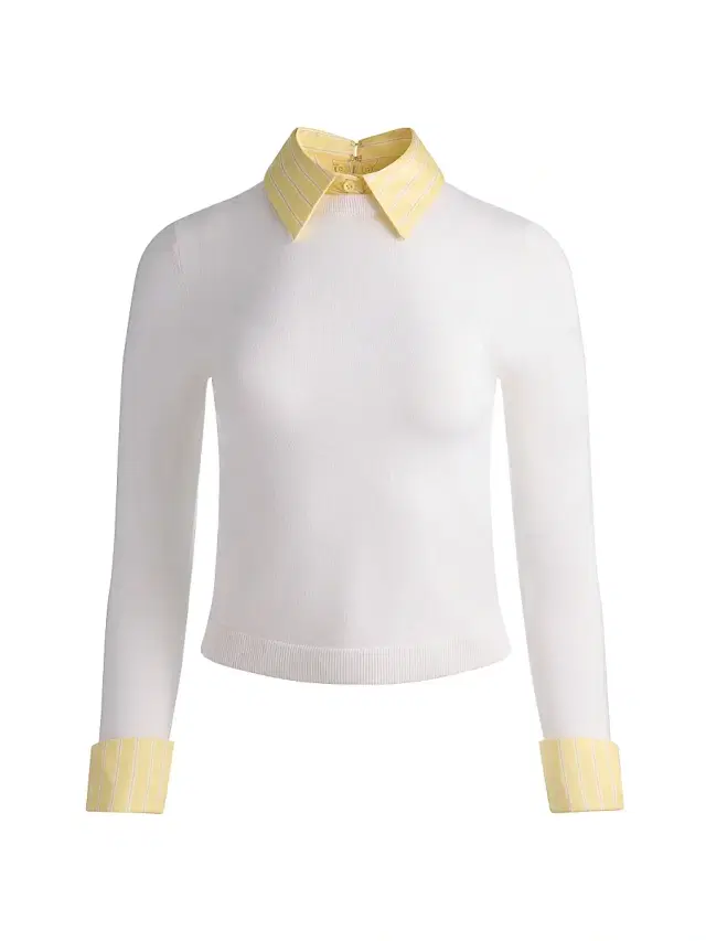 ALICE + OLIVIA Women's Porla Stretch Wool Collared Sweater - Soft White Butter