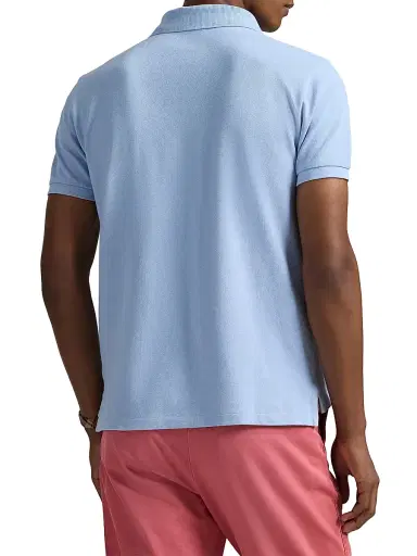 Polo Ralph Lauren Men's Custom-Slim-Fit Big Pony Mesh Polo Shirt - Chambray Blue - Size XXL | Thumbnail 4