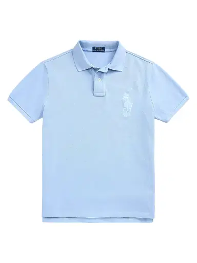 Polo Ralph Lauren Men's Custom-Slim-Fit Big Pony Mesh Polo Shirt - Chambray Blue - Size XXL | Thumbnail 1