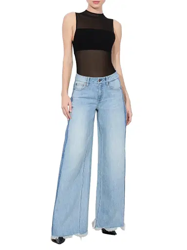 Alice + Olivia Women's Bandeau Sleeveless Mesh Bodysuit - Black - Size XL | Thumbnail 2