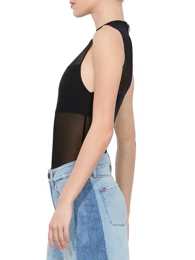 Alice + Olivia Women's Bandeau Sleeveless Mesh Bodysuit - Black - Size XL | Thumbnail 5
