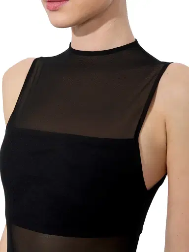 Alice + Olivia Women's Bandeau Sleeveless Mesh Bodysuit - Black - Size XL | Thumbnail 6